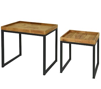 Table de salon gigogne bois d'acacia (lot de 2)