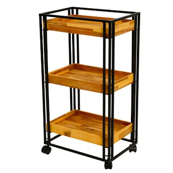 Chariot à roulettes bois métal