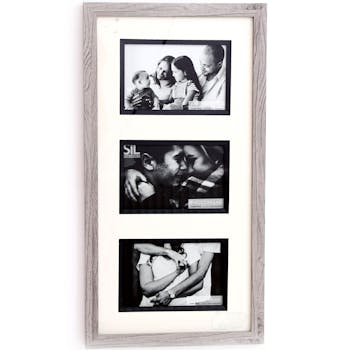 Cadre photo triple bois gris