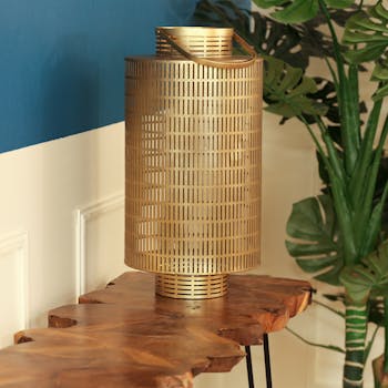 Lanterne ajourée en métal doré 51 cm