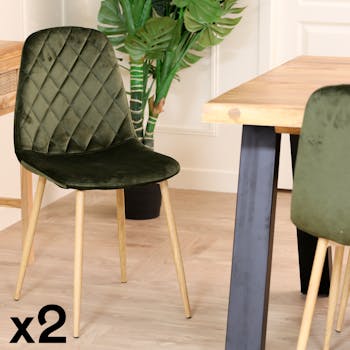 Chaise en velours vert foncé HAWAI (lot de 2)