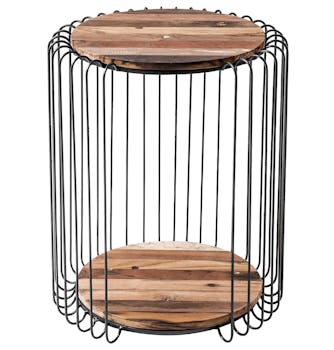 Bout de canapé bois recyclé de bateau métal AUCKLAND