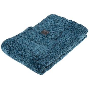 Plaid chenillé bleu canard