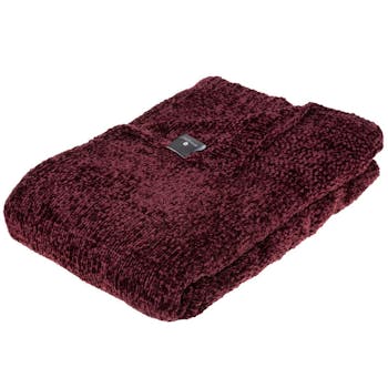 Plaid chenillé couleur prune