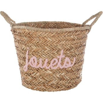 Panier de rangement enfant en osier couleur rose