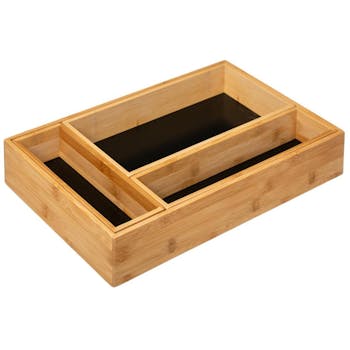 Organisateur 4 compartiments en bambou et noir