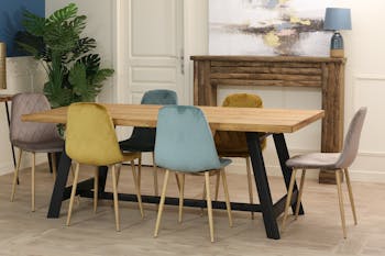 Table à manger rectangulaire pieds tréteaux 195 cm