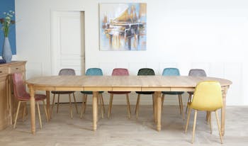 Table à manger extensible Classique chic Chêne massif 120/320cm MEDICIS