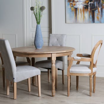 Table ronde extensible bois chêne clair 120-200 MEDICIS