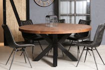 Table ronde pied central bois de chêne massif D160 cm OKA