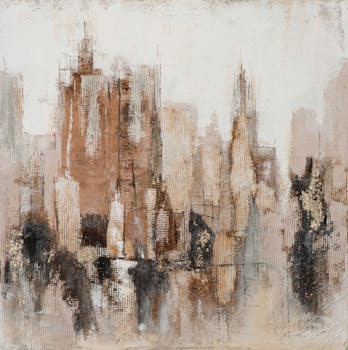 Tableau de ville tons bruns