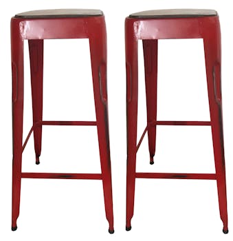 Tabouret de bar rouge (lot de 2) LEEDS