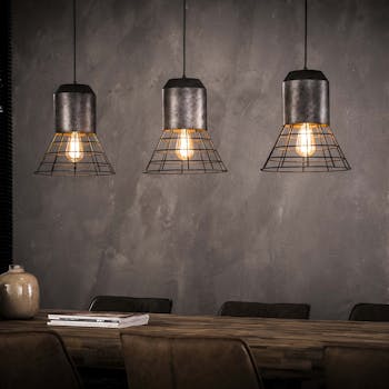 Suspension industrielle 3 phares grillagés RALF
