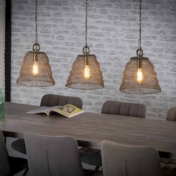 Suspension industrielle maille 3 lampes