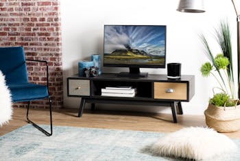 Meuble tv 2 tiroirs patchwork 120 cm LEONARD