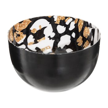 Coupelle 13 cm en métal laqué motif panthère noir et doré