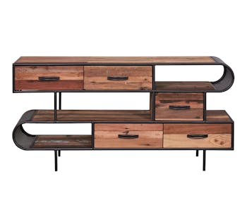 Meuble console destructuré 5 tiroirs bois recyclé DRAKKAR
