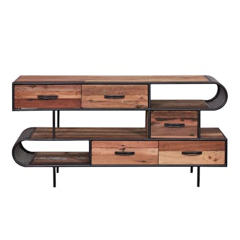 Meuble console destructuré 5 tiroirs bois recyclé DRAKKAR