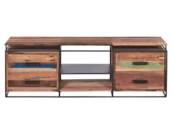 Meuble TV 4 tiroirs bois recyclé SAMPAN