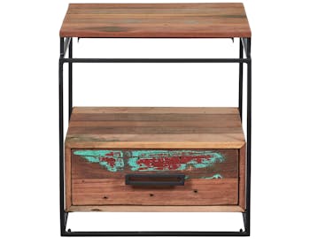 Table de nuit bois recyclé 1 tiroir SAMPAN