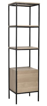 Colonne 1 porte 3 ètagères chêne massif métal SOOMAA réf 30020866