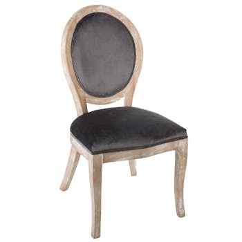 Chaise Médaillon en velours gris
