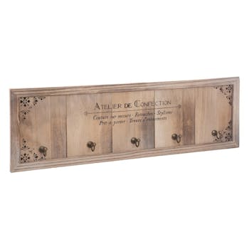 Patère en bois 5 crochets 58 cm