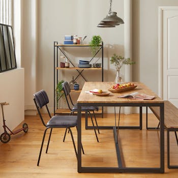 Table à manger rectangle en acacia et métal MEMPHIS