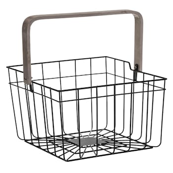 Corbeille en métal noir à anse