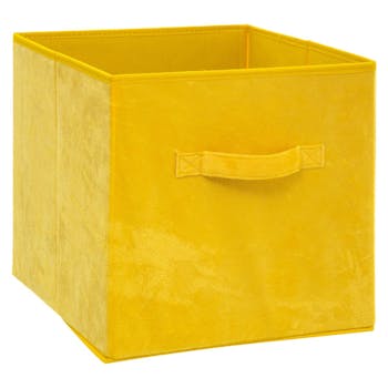 Panier de rangement velours jaune 31 cm