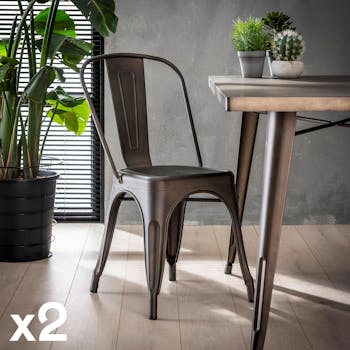 Chaise bistrot métal grisé RALF (lot 2)