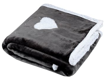 Plaid doux gris foncé cœur gris 130 x 160 cm