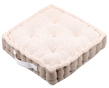 Coussin de sol écru à poignée 45 x 45 cm