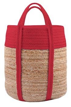 Panier en jute naturelle et terracotta avec anses