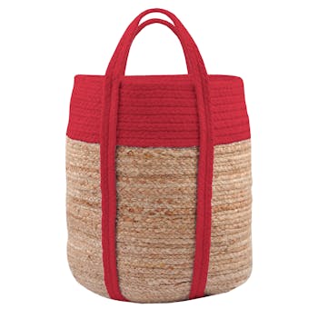 Panier en jute naturelle et terracotta avec anses