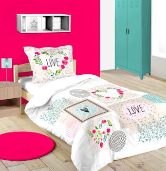 Parure de lit Love 1 personne 140 x 200 cm