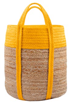 Panier en jute naturelle et moutarde avec anses