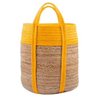 Panier en jute naturelle et moutarde avec anses