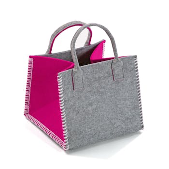 Panier en feutrine gris fuchsia