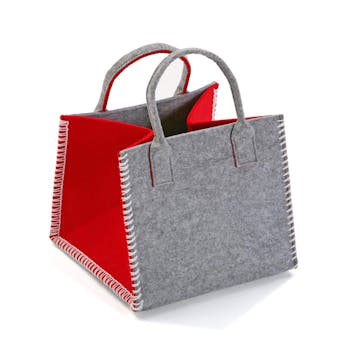 Panier en feutrine gris rouge