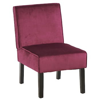 Fauteuil velours bordeaux dossier droit MALMOE