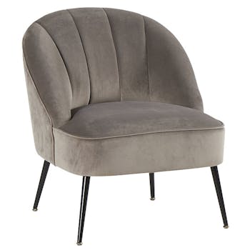 Fauteuil en velours gris dossier rond MALMOE