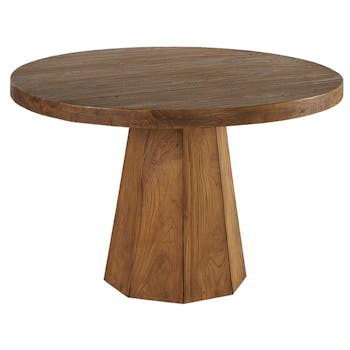 Table à manger ronde teck pied conique D120 ONTARIO