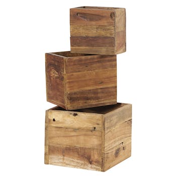 Pouf en bois recyclé (lot de 3)