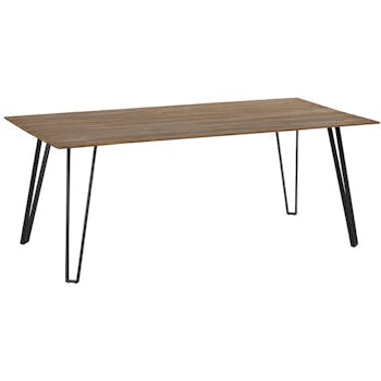 Table à manger rectangulaire en teck pieds épingle 200 BOMBAY