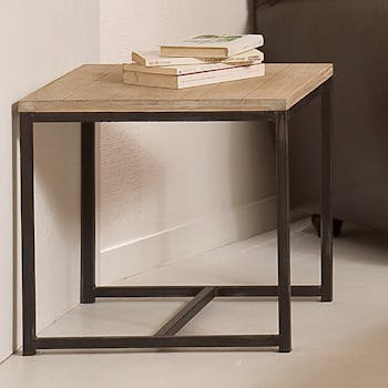 Bout de canapé bois et métal foncé 48x48cm LALI