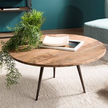 Table d'appoint ronde teck recyclé métal GM SWING