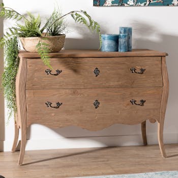 Commode bois recyclé romantique 2 tiroirs BRUGES