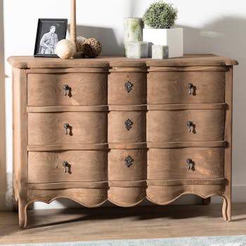 Commode bois recyclé romantique 3 tiroirs BRUGES