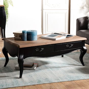 Table basse noire romantique 2 tiroirs SALZBOURG